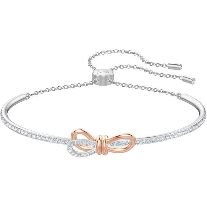 Bracelet-jonc Swarovski Lifelong Bow, cristal blanc, finition mix de métal, pour femme 15832