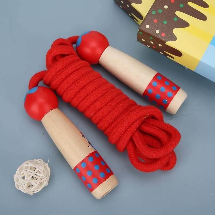 Tbest corde à sauter pour enfant Corde à sauter en bois Fitness enfants étudiant cordes à sauter jouet extérieur 3 mètres