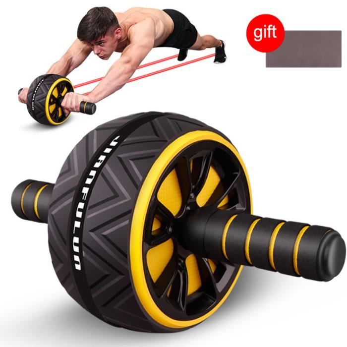 Roue Abdominale,Ab Roller Wheel,Roulette Abdominaux Exercice ,Roue de Fitness pour Musculation Sport Maison Materiel,Jaune