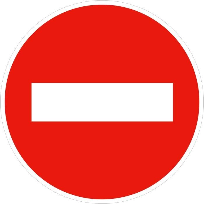 Panneau de sens interdit - Autocollant vinyl waterproof - Diamètre de 200 mm