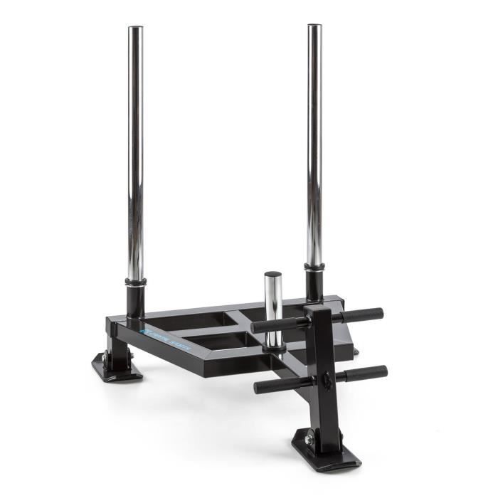 CAPITAL SPORTS Tridentor Traineau de poids pour exercices de traction et musculation (diamètre 50mm, 2 rails en acier massif 7cm)