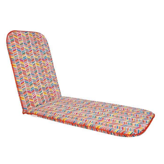 EZPELETA Coussin bain de soleil Sol - 190 x 60 cm - Rouge et multicolore
