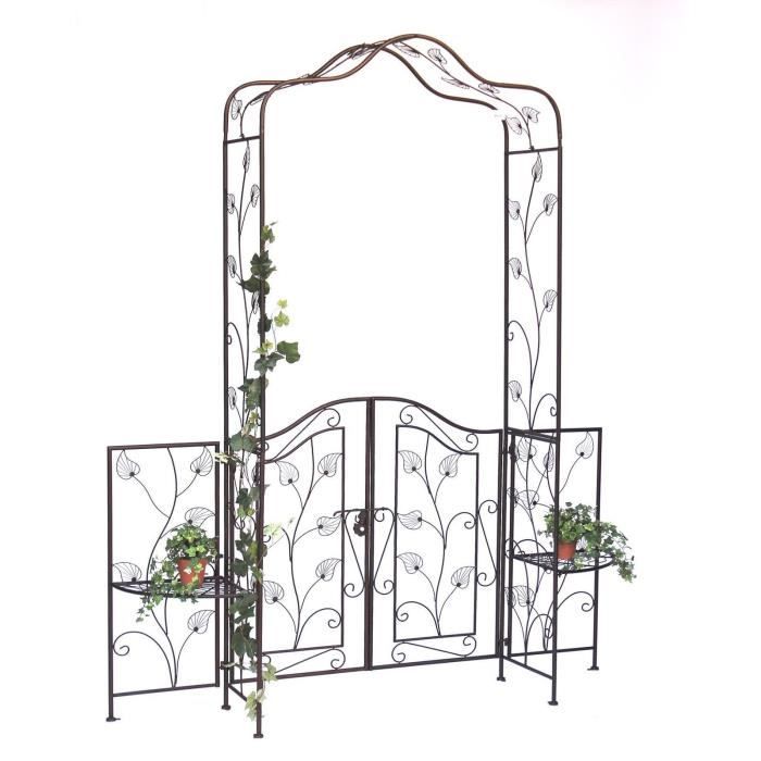 DanDiBo Arche à rose avec porte portail 101759 en métal Portail de jardin 236 x 186 cm Espalier