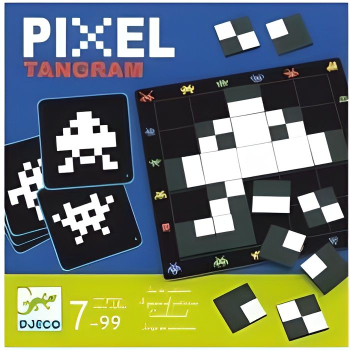 Casse tete Pixel Tangram 30 défis - Jeu de reflexion 7 a 99 ans - Djeco