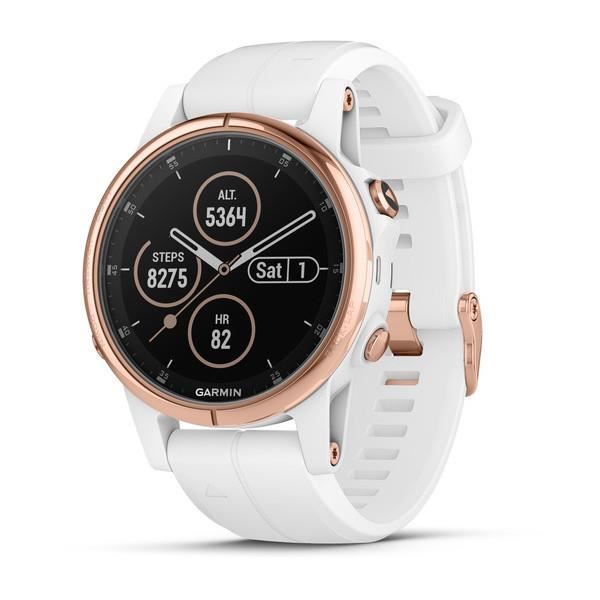 Garmin fēnix 5S Plus, Rose Gold, Métal, Polymère, Résistant à l’eau, Saphir, 10 DAB, Escalade, Bicyclette, Fitness, Golf