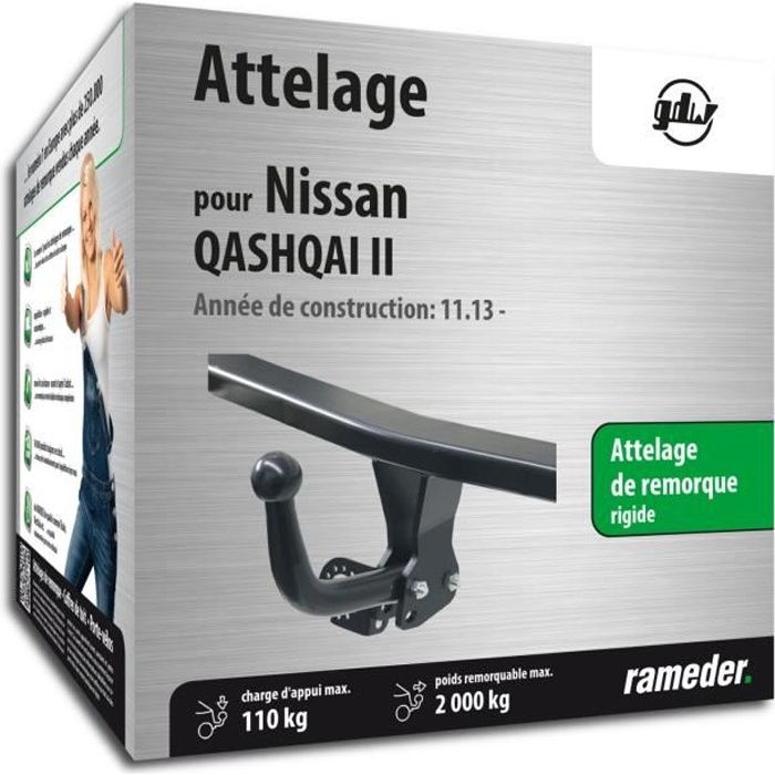 GDW attelage de remorque rigide - Nissan QASHQAI II année de construction 11.13