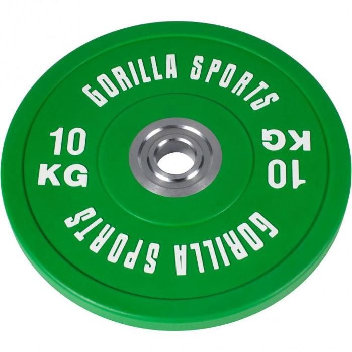 Gorilla Sports - 1 x Disque Bumper en caoutchouc renforcé Pros de 10 kg
