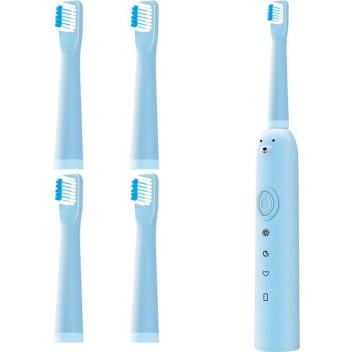Brosse à dents électrique pour enfants Rechargeable Soft Hair Portable Cartoon-Blue