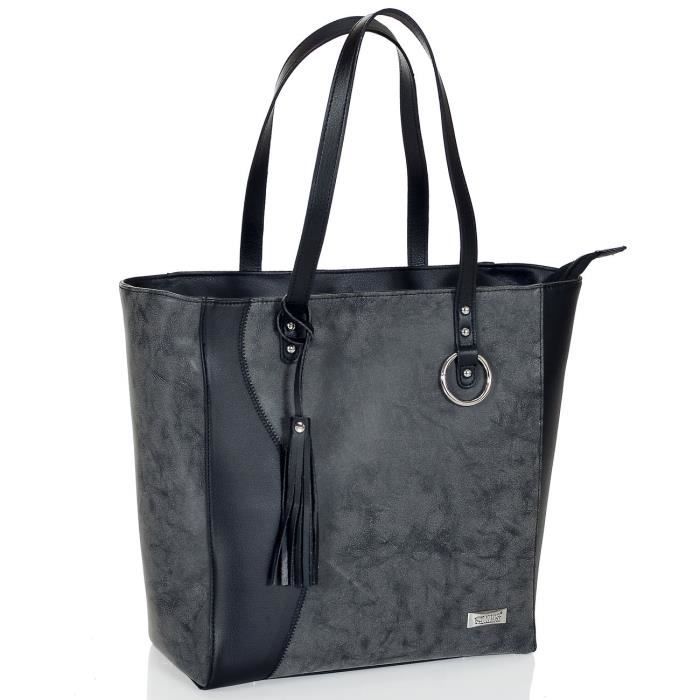 LCP Kids Sac à Langer Faux Cuir de Grande Capacite Imperméable MILANO IMPERIAL, Noir 2.0