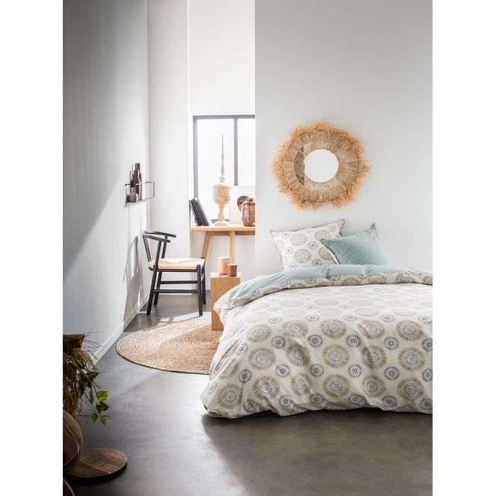 TODAY Parure de couette 220x240 + 2 taies d'oreiller 65x65 cm - 100% Coton - Blanc Ethnique SUNSHINE 4.47 TODAY
