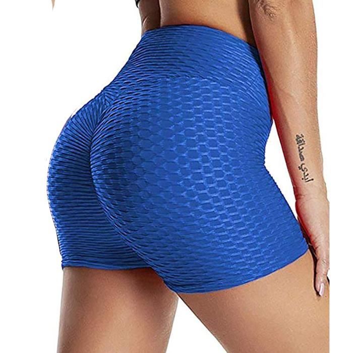 FITTOO Short de Sport Anti-Cellulite Femme Sexy Legging Court Yoga Élastque Push Up Taille Haute Fitness Jogging Gym KQ1070 Bleu S