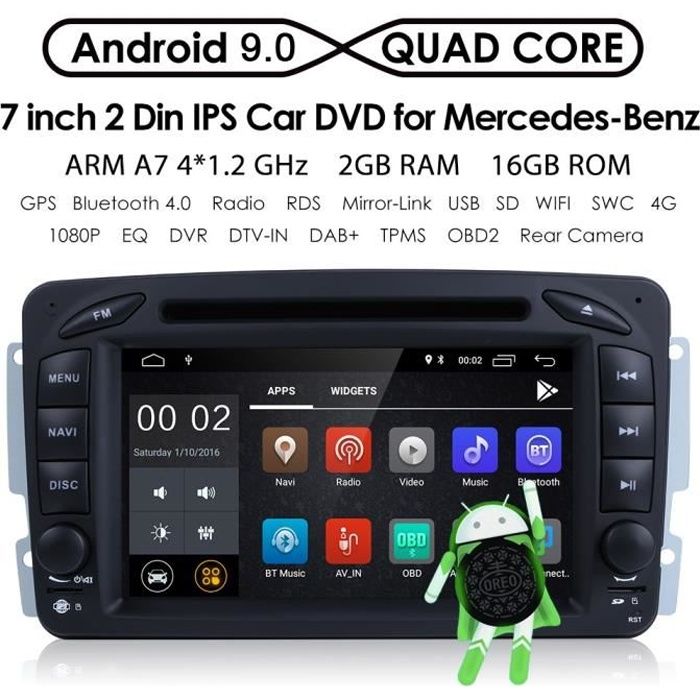 Autoradio Android 10 Bluetooth 2 Din pour Benz A-W168/C-W203/Viano/G-W463/Vito/Vaneo/CLK-C209/W209 Radio Bluetooth GPS Dab + RDS DSP
