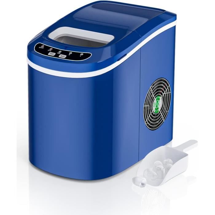RELAX4LIFE Machine à Glaçons Autonettoyante 9 Glaçons en 6-13Mins 12KG en 24H, 2 Tailles de Glaçons,Réservoir 2,2L, Bleu