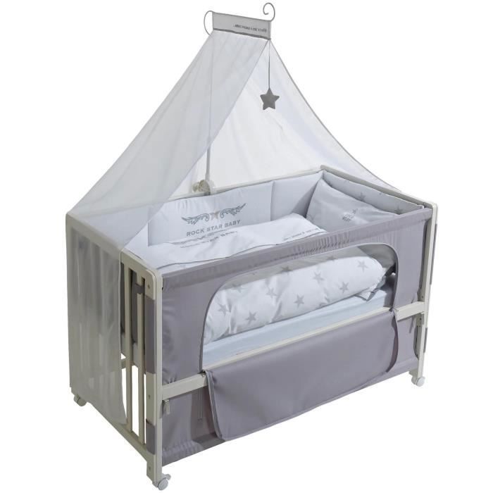 ROBA Lit Cododo Complet -Rock Star Baby 2- 60x120 cm avec 4 roues à freins