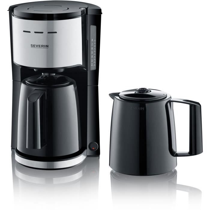 SEVERIN KA9253 Cafetière filtre isotherme - Noir et inox - 1000 W - 2 X 1L - Jusqu'à 8 tasses par verseuse