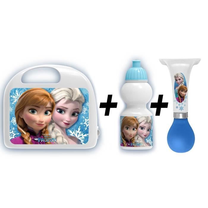 LA REINE DES NEIGES Combo boîte à gouter + bidon + klaxon