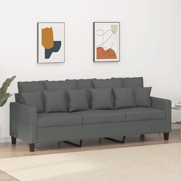 Solde dété Canapé confortable Canapé à 3 places Gris foncé 180cm Tissu 653824