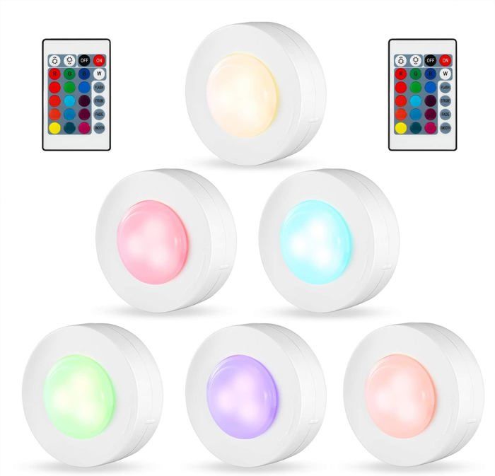 Lot De 4 Spots LED Autocollants SOAIY - Lumière D'Appoint Sans Fil Pour Placard, Cuisine, Escalier, Penderie (Argent, 3 Piles AAA)