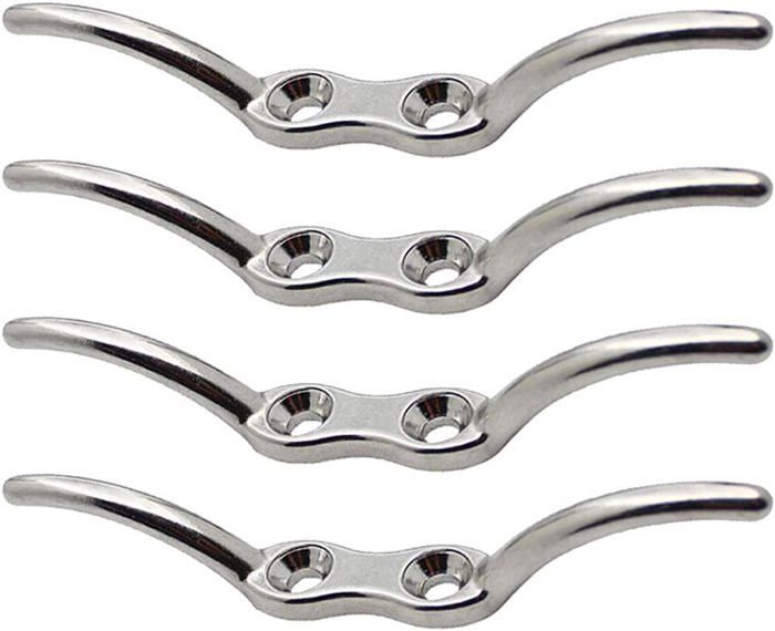 Lot De 2 Taquets Crochets Bateau 113 Mm Argenté – Acier Inoxydable 304 – Crochet Cordage Marine Yacht Dock Pont