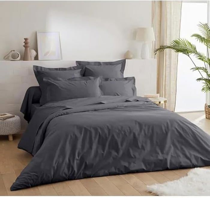 Parure de lit - Haute Qualité - 5 pièces - 100% Coton - 140x190 cm - Gris