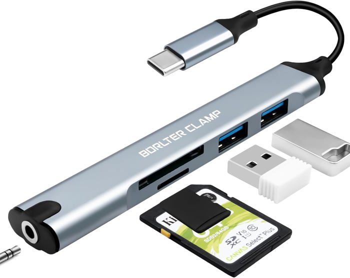 Hub USB-C 8-en-1 DEMKICO : L'accessoire Ultime Pour MacBook, Tablettes Et Smartphones - 4 Ports USB, Lecteur SD/TF Et Prise Audio !