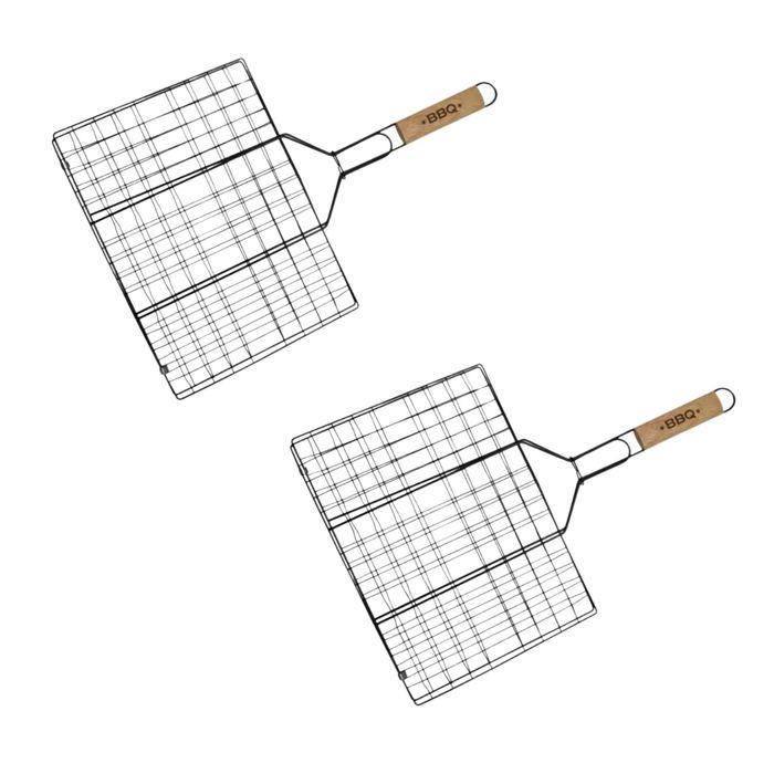 Lot de 2 grilles barbecue 35/25 5/54 cm en acier inoxydable et bois Fackelmann Barbecue
