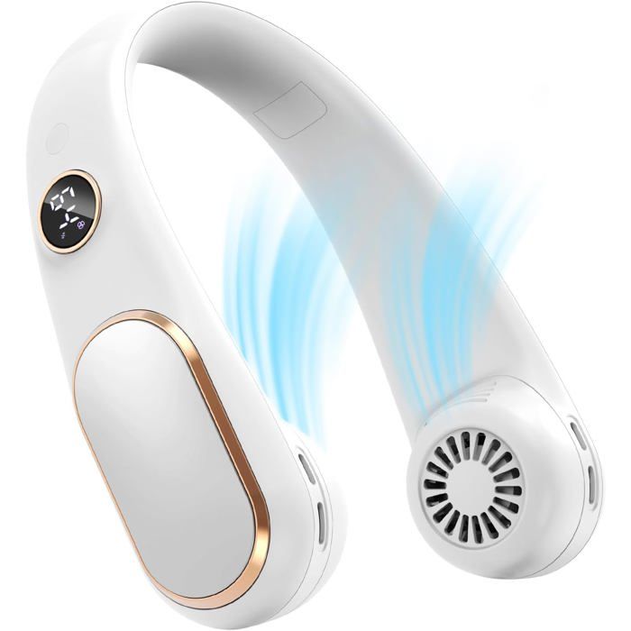 Ventilateur de cou - KZQ - Modèle rechargeable - 5 vitesses - Portable - Blanc - Kzq