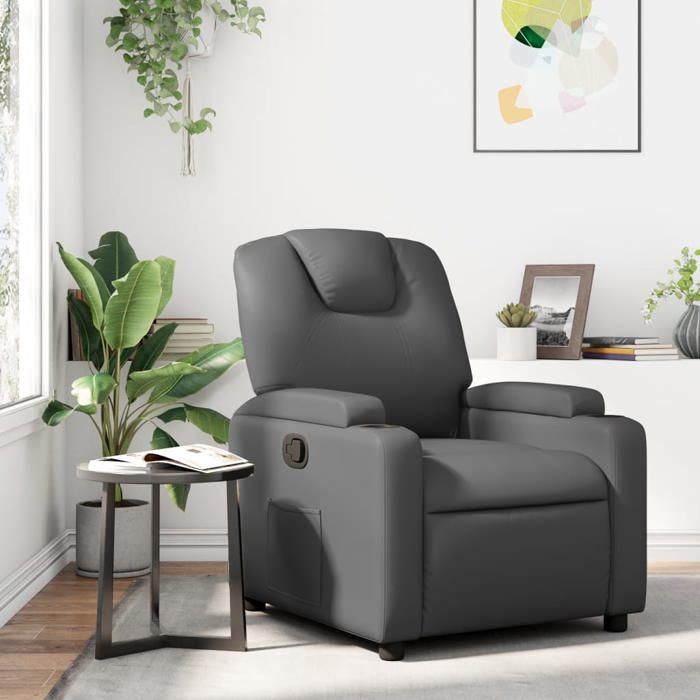 BONNIE®（Gris）Fauteuil releveur - dossier inclinable/135 degrés - gris similicuir - 1 place EU8476008