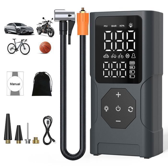 Gonfleur électrique - 150PSI - Batterie 6000mAh - Sans fil portable - Écran LCD & LED
