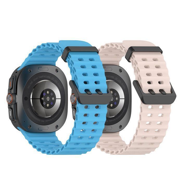 Bracelet Sport de montre compatible avec la Samsung Galaxy Watch Ultra 47 mm (2025) - en silicone(Bleu+Rose) Bleu+Rose