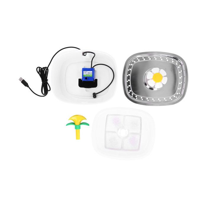 Meilleurs prix pour Fontaine à eau silencieuse en acier inoxydable pour animaux de compagnie de 25 L avec éclairage LED pour chats et chiens