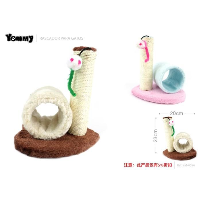 Arbre à Chat YOMMY Compact avec Tunnel et Souris de Jeu (20x23 cm) – Griffoir Sisal