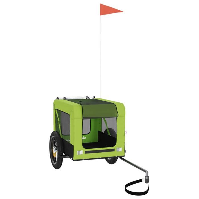 Remorque de vélo pour animaux - VIDAXL - Vert et noir - 120x54 5x53 cm - Cabine 40x62x40 cm - Charge max 30 kg
