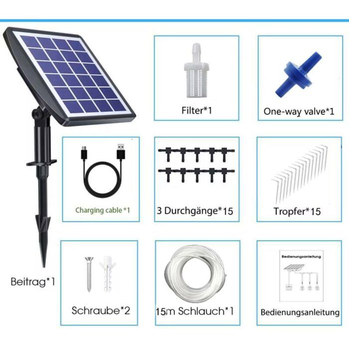 Kit D'irrigation Goutte-à-goutte Solaire 30 Pots - Auto-arrosage Programmable - Neuf Sous Boîte