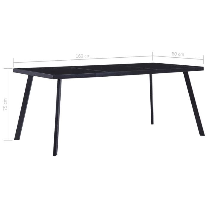 Table cuisine CLOUD Noir Table à manger - Design Élégant - Noir 160x80x75 cm - Verre trempé tt353