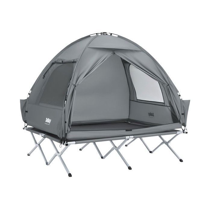 Tente de camping double - SOBUY - 193x188x145 cm - Gris - Pour 2 personnes - Crochet pour lampe