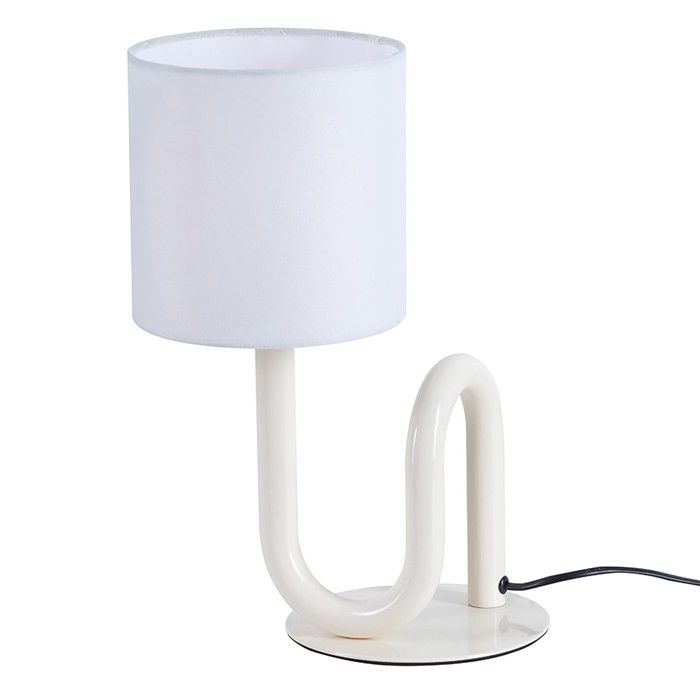 Lampe de table Wama - Box and Beyond - Métal Blanc - Hauteur 33 cm - Étagères - Douille E27 - Style Industriel et Moderne