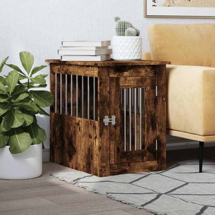 SALE 2026 niche pour chien polyvalente jouerr Brun - Meuble de cage pour chiens chêne fumé 45x62x59cm PRO661367912