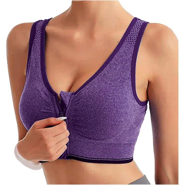 Soutien-Gorge de Sport Zippée Devant Dos Nageur avec Coussinets Soutien