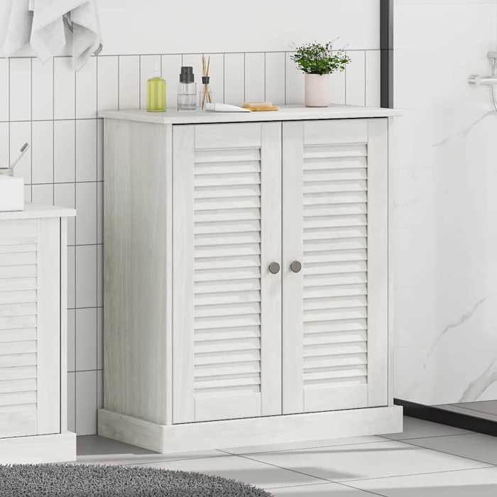 Meuble WC Blanc - Armoire de salle de bain - avec porte VIGO Blanc et Blanc Antique Haute qualité A526