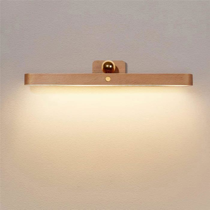 Applique Murale Bois LED Dimmable Avec Interrupteur Tactile Et Batterie Lampe Murale Veilleuse 360° Lampe Murale Rotative