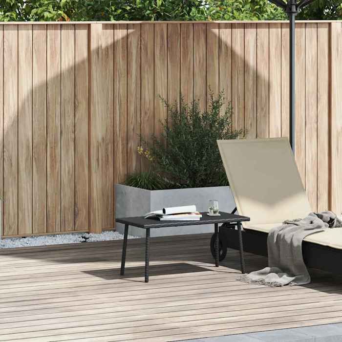 Vidaxl Table basse de jardin rectangulaire noir 80x40x37 cm rotin - vue 2
