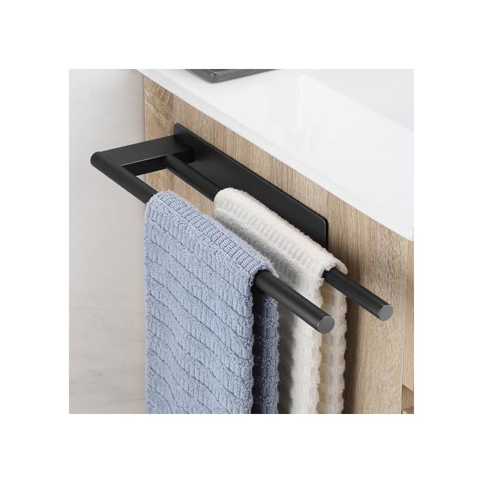 Porte-serviettes de bain autocollant double porte-serviettes adhésif pour salle de bain murale porte-serviettes de cuisine