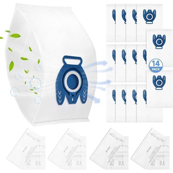 Sacs à poussière - - Lot de 14 - Compatibles Miele - Filtration améliorée - Auto-étanchéité ENEVAOCT