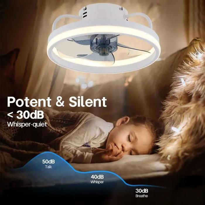 Ventilateur plafond avec lumière LED 50cm – Plafonnier ventilateur silencieux