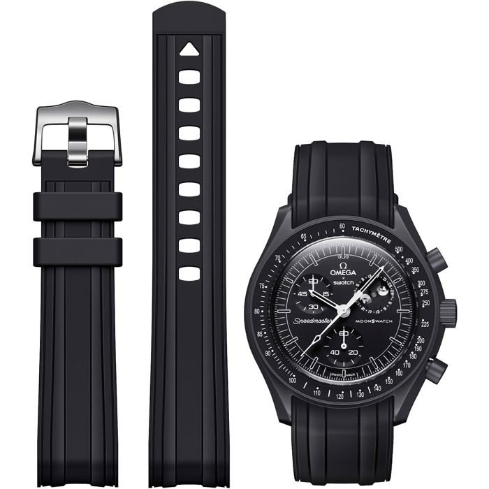 Bracelet de rechange en caoutchouc souple pour montre Omega x Swatch MoonSwatch Speedmaster-20 mm