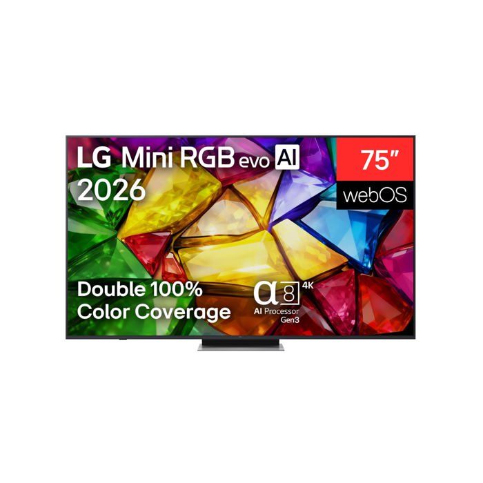 Téléviseur Mini RGB Mini LED noir LG 75 pouces Ultra HD 3840 x 2160 144 Hz HDR10 HLG Dolby Vision webOS