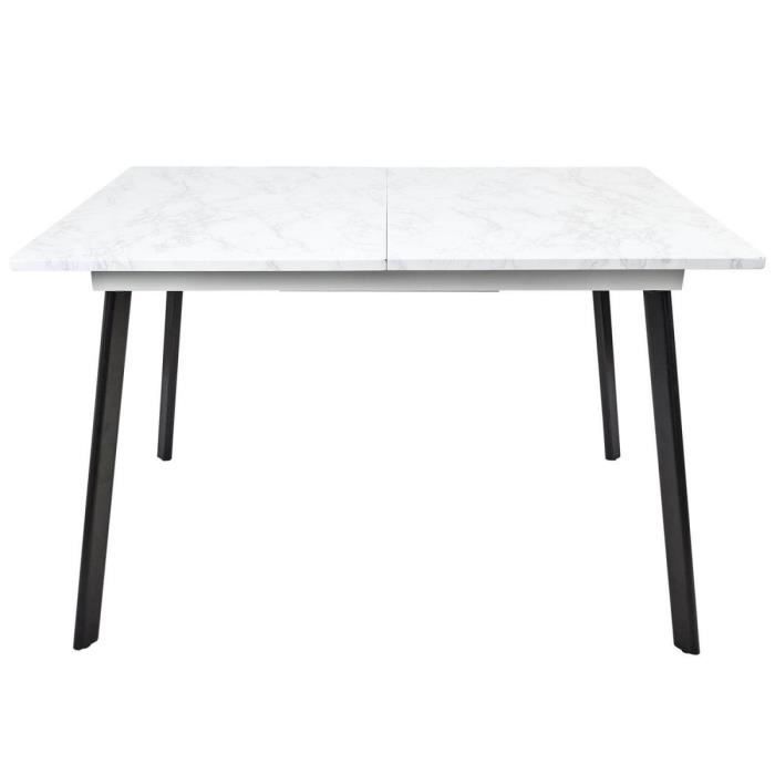 table repas 120cm allongeable imitation marbre - altobuy - mios - blanc - contemporain - design