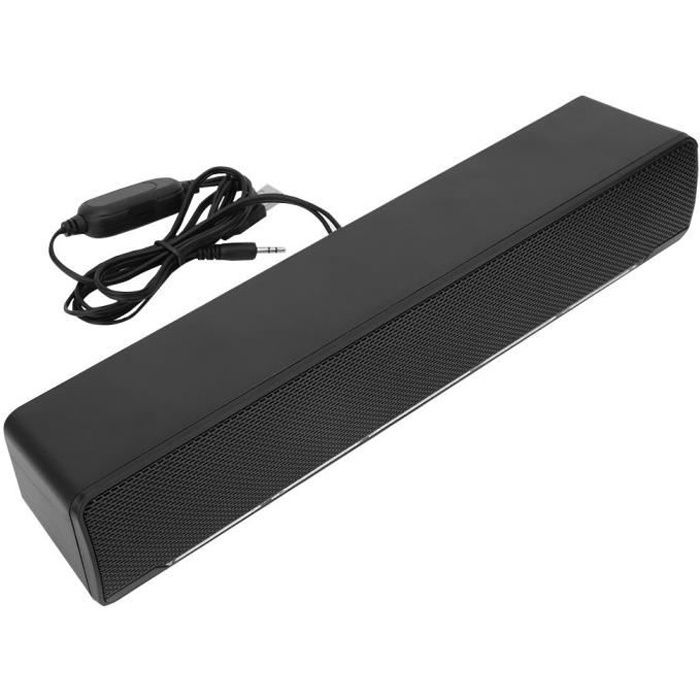 Haut-parleur de musique stéréo filaire USB Bass Surround Sound Box Entrée 35 mm (Noir)
