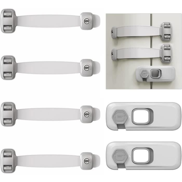 Serrures Magnétiques De Sécurité Bébé - Kit 6 Verrous + 2 Clés Invisibles | Protection Armoires Tiroirs Cuisine Sans Perçage